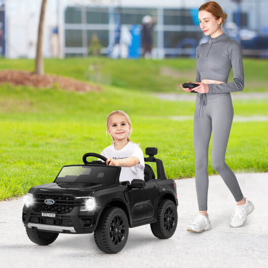 12V Electric Kids Ride on Car Licensed Ford Ranger with Remote Control and Music-Black LuxuryLifeWay Online Store