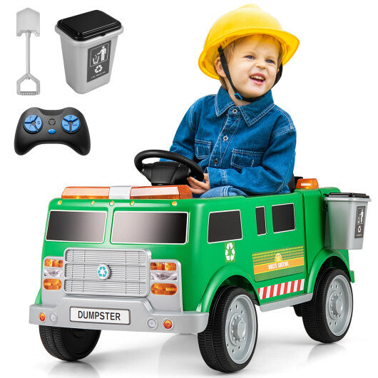 12V Battery Powered Electric Vehicle with Remote Control and Trash Bin-Green LuxuryLifeWay Online Store
