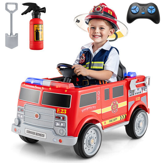 Kids Ride on Fire Truck with Remote Control and Extinguisher-Red LuxuryLifeWay Online Store