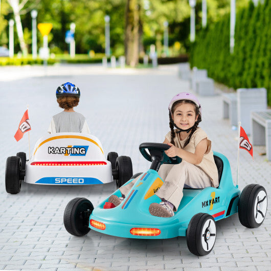 12V Electric Go Kart for Kids Race Toy with Remote Control and Music-Blue LuxuryLifeWay Online Store