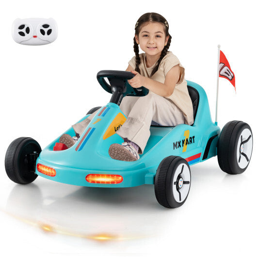 12V Electric Go Kart for Kids Race Toy with Remote Control and Music-Blue LuxuryLifeWay Online Store