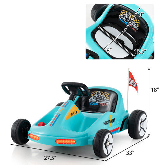 12V Electric Go Kart for Kids Race Toy with Remote Control and Music-Blue LuxuryLifeWay Online Store