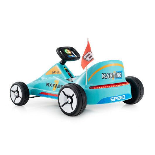 12V Electric Go Kart for Kids Race Toy with Remote Control and Music-Blue LuxuryLifeWay Online Store
