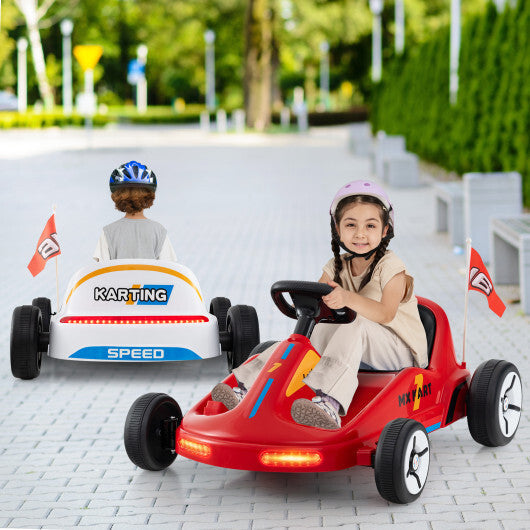 12V Electric Go Kart for Kids Race Toy with Remote Control and Music-Blue LuxuryLifeWay Online Store