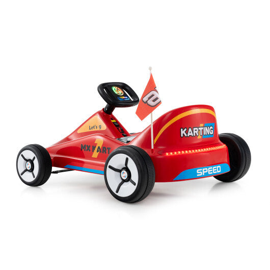 12V Electric Go Kart for Kids Race Toy with Remote Control and Music-Blue LuxuryLifeWay Online Store