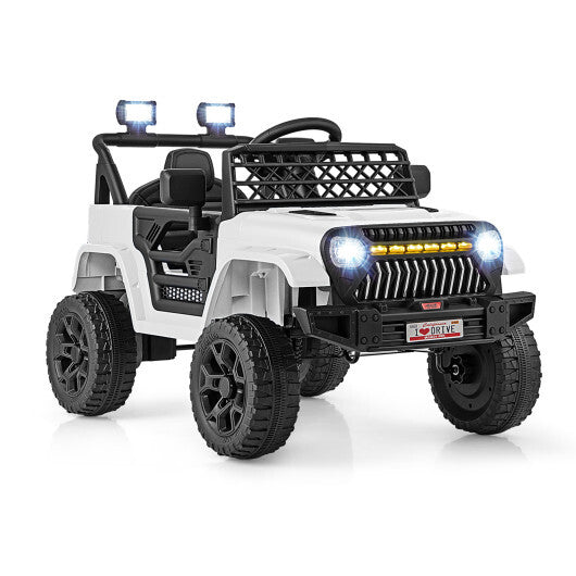 12V Kids Ride on Truck Car with Parental Remote and Music Player-White LuxuryLifeWay Online Store