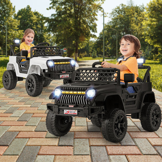 12V Kids Ride on Truck Car with Parental Remote and Music Player-White LuxuryLifeWay Online Store
