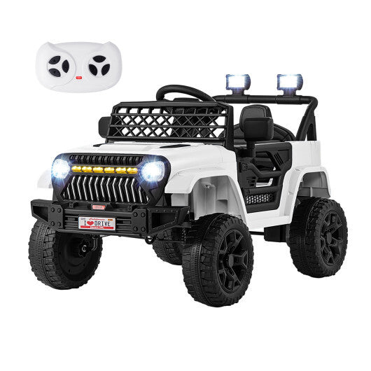 12V Kids Ride on Truck Car with Parental Remote and Music Player-White LuxuryLifeWay Online Store