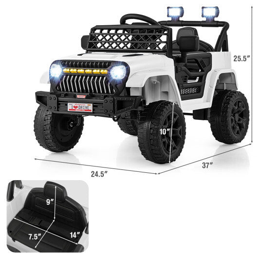 12V Kids Ride on Truck Car with Parental Remote and Music Player-White LuxuryLifeWay Online Store