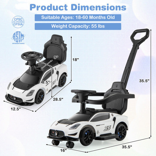 3-in-1 Ride on Push Car Maserati Licensed Sliding Car with Music-Pink LuxuryLifeWay Online Store