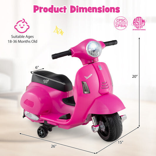 Kids Ride on Motorcycle Licensed Vespa with LED Headlight and Horn Sound-Pink LuxuryLifeWay Online Store