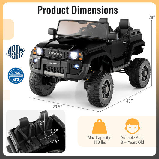 24V 2 Seater Ride on Car 4WD/2WD Switchable for Kids with Remote for Ages 3+-Black LuxuryLifeWay Online Store