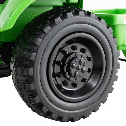 12V 2-in-1 Kids Ride On Tractor with Trailer and 3-Gear Shift-Grayish Green LuxuryLifeWay Online Store