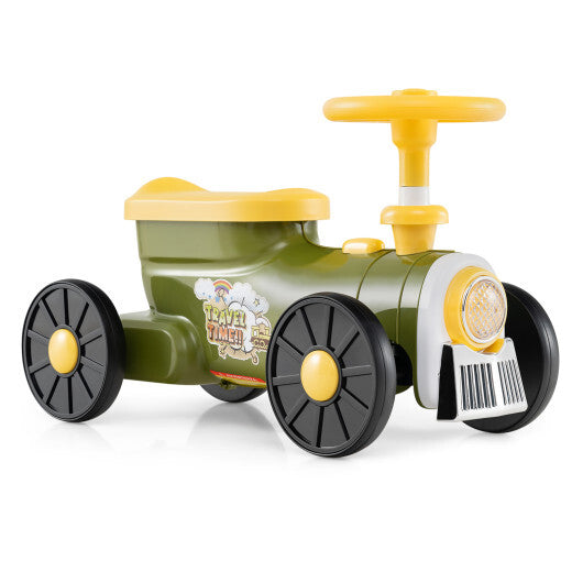 Ride on Toy with Steering Wheel and Train Whistle Sound Button-Green - Color: Green LuxuryLifeWay Online Store