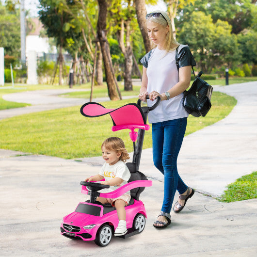 3-in-1 Ride on Push Car Mercedes-Benz Licensed Sliding Car with Canopy-Pink - Color: Pink LuxuryLifeWay Online Store