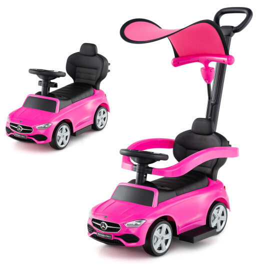 3-in-1 Ride on Push Car Mercedes-Benz Licensed Sliding Car with Canopy-Pink - Color: Pink LuxuryLifeWay Online Store