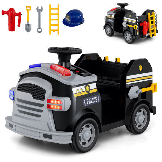 12V Toddler Fire Toy Car with Shovel and Wrench for Ages 37-95 Months-Black LuxuryLifeWay Online Store