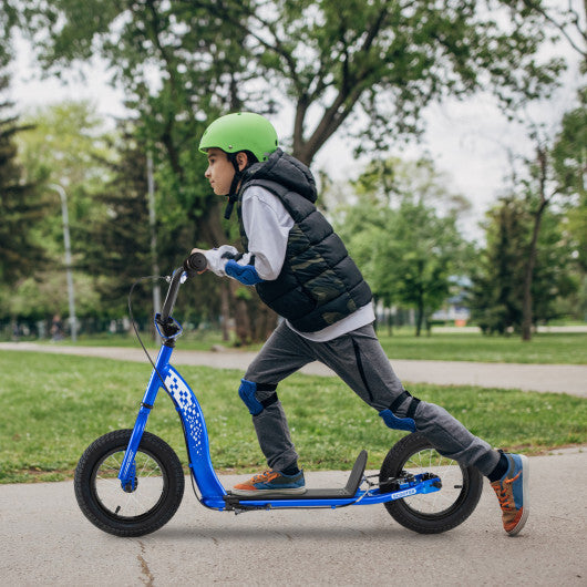 Kids Scooter Youth Kick Scooter with Adjustable Height Handlebar 12-Inch Inflatable Wheels-Pink LuxuryLifeWay Online Store