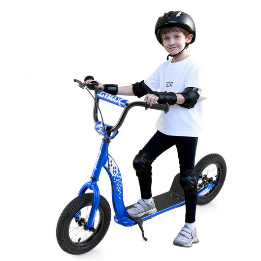 Kids Scooter Youth Kick Scooter with Adjustable Height Handlebar 12-Inch Inflatable Wheels-Pink LuxuryLifeWay Online Store