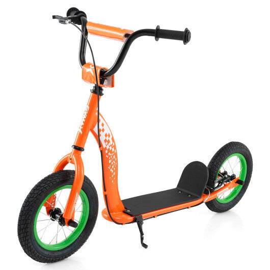 Kids Scooter Youth Kick Scooter with Adjustable Height Handlebar 12-Inch Inflatable Wheels-Pink LuxuryLifeWay Online Store