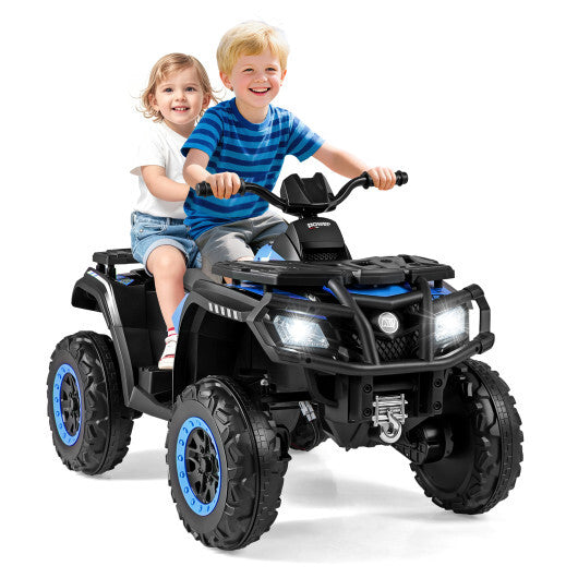 24V Kids ATV 2-Seater with 4 Motors with LED Lights and Music-Blue LuxuryLifeWay Online Store