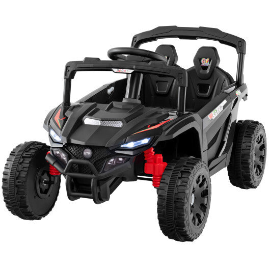 12V Kids Ride On Car UTV Electric Vehicle with LED Lights  Music and Horn-Black LuxuryLifeWay Online Store