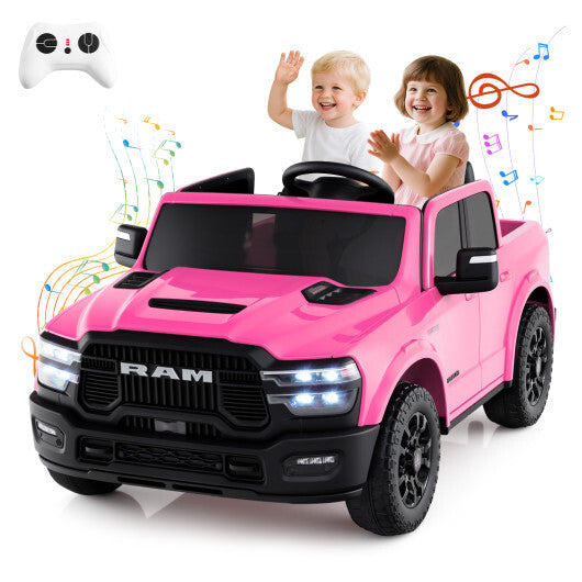 2 Seater 24V Ride on Toy for Big Kids Licensed Ram Truck with Remote and Music-Pink - Color: Pink LuxuryLifeWay Online Store