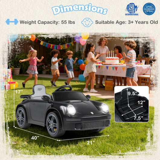 12V Electric Ride On Car Licensed RUF?CTR with Remote Control and Music-Black - Color: Black LuxuryLifeWay Online Store