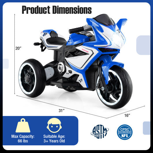 Kids Ride on Motorcycle 6V Battery Powered Mini Electric Motorbike with LED Lights-Red