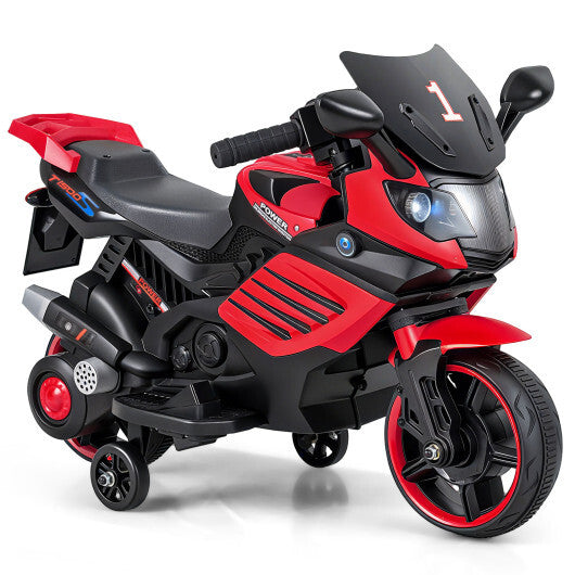6V Kids Motorcycle with Headlights Music and Detachable Training Wheels-Navy LuxuryLifeWay Online Store
