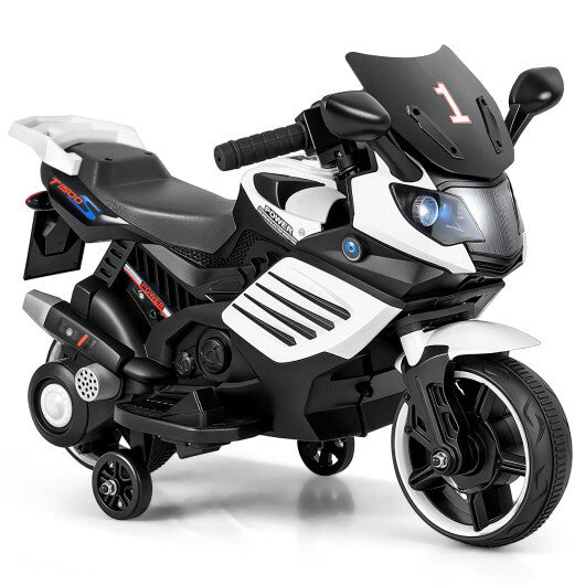 6V Kids Motorcycle with Headlights Music and Detachable Training Wheels-Navy LuxuryLifeWay Online Store