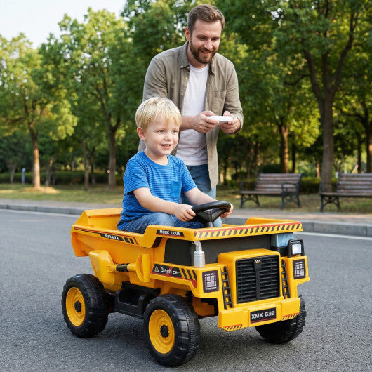24V Construction Electric Vehicle with Dump Bed and Remote Control for Aged 3-8-Yellow - Color: Yellow LuxuryLifeWay Online Store