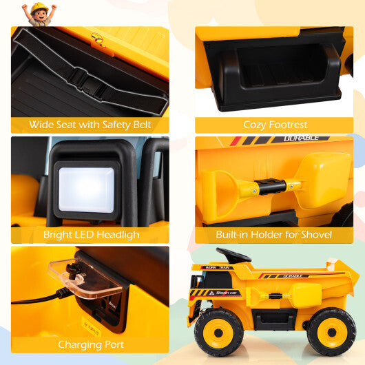 24V Construction Electric Vehicle with Dump Bed and Remote Control for Aged 3-8-Yellow - Color: Yellow LuxuryLifeWay Online Store