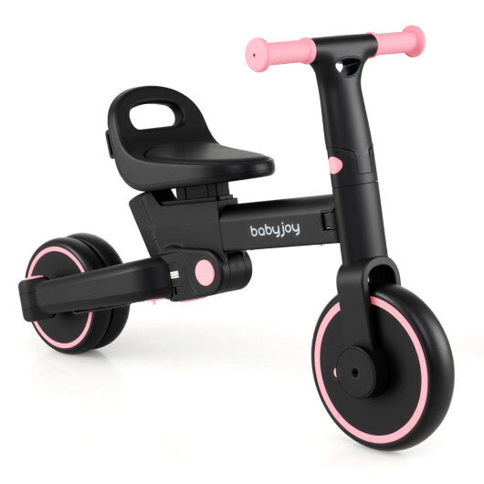 4-in-1 Foldable Toddler Tricycle with Push Handle with Adjustable Seat-Navy LuxuryLifeWay Online Store