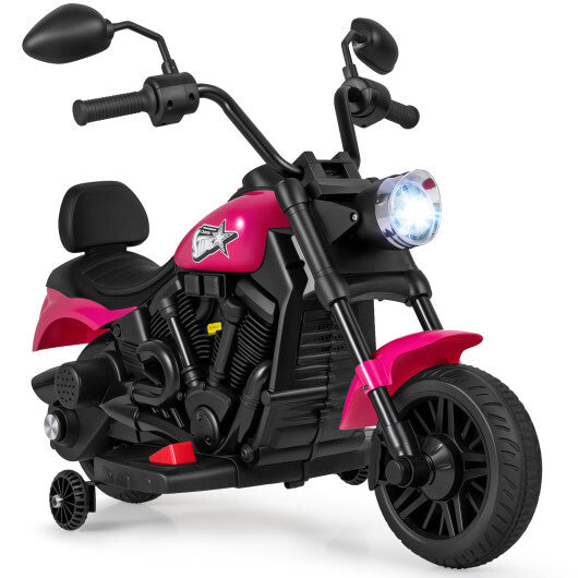 6V Kids Motorcycle with Headlight and Music and Training Wheels-Pink - Color: Pink LuxuryLifeWay Online Store