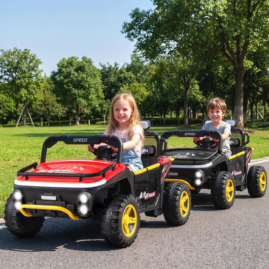 24V Ride on Toy for Kids 2 Seater Ride on Truck Car with Horn Music Story-Red - Color: Red LuxuryLifeWay Online Store