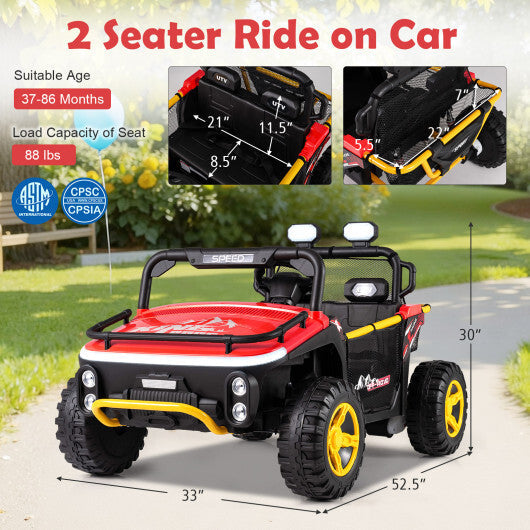 24V Ride on Toy for Kids 2 Seater Ride on Truck Car with Horn Music Story-Red - Color: Red LuxuryLifeWay Online Store