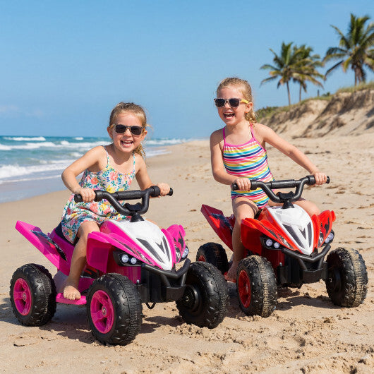 12V Kids Ride On ATV 4-Wheeler Quad with LED Lights and 7 mph Max Speed-Pink LuxuryLifeWay Online Store