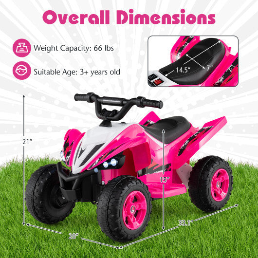 12V Kids Ride On ATV 4-Wheeler Quad with LED Lights and 7 mph Max Speed-Pink LuxuryLifeWay Online Store