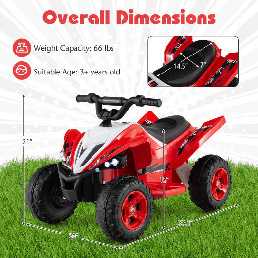 12V Kids Ride On ATV 4-Wheeler Quad with LED Lights and 7 mph Max Speed-Pink LuxuryLifeWay Online Store