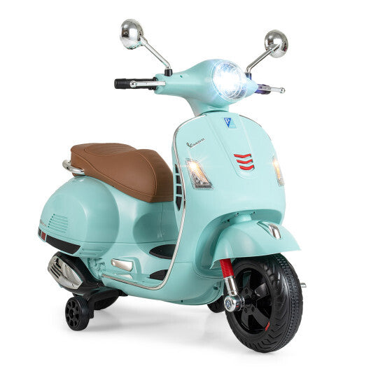 12V Kids Electric Motorcycle Licensed VESPA with Music and Training Wheels-Green LuxuryLifeWay Online Store