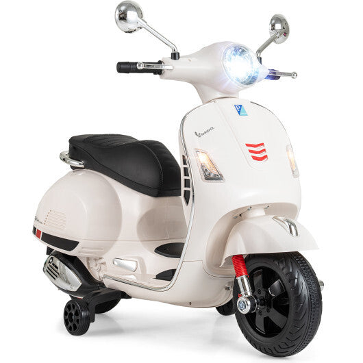 12V Kids Electric Motorcycle Licensed VESPA with Music and Training Wheels-Green LuxuryLifeWay Online Store