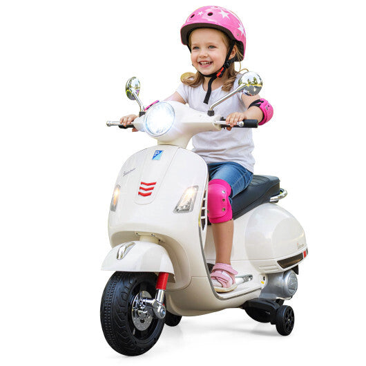 12V Kids Electric Motorcycle Licensed VESPA with Music and Training Wheels-Green LuxuryLifeWay Online Store