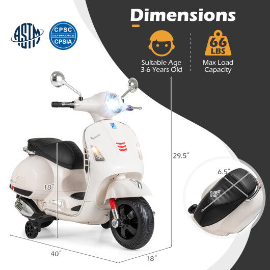 12V Kids Electric Motorcycle Licensed VESPA with Music and Training Wheels-Green LuxuryLifeWay Online Store