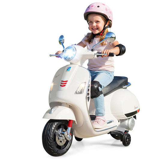 12V Kids Electric Motorcycle Licensed VESPA with Music and Training Wheels-Green LuxuryLifeWay Online Store