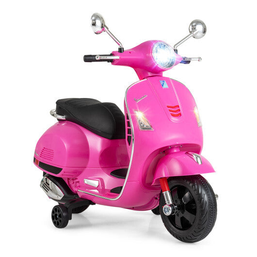 12V Kids Electric Motorcycle Licensed VESPA with Music and Training Wheels-Green LuxuryLifeWay Online Store
