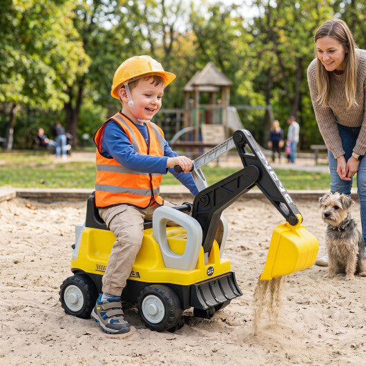 2-In-1 Kids Ride on Tractor with Digging Arm and Detachable Trailer-Yellow LuxuryLifeWay Online Store