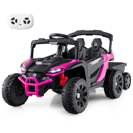 12V Battery Powered Ride On Tractor with Parent Remote Control-Black and Pink LuxuryLifeWay Online Store