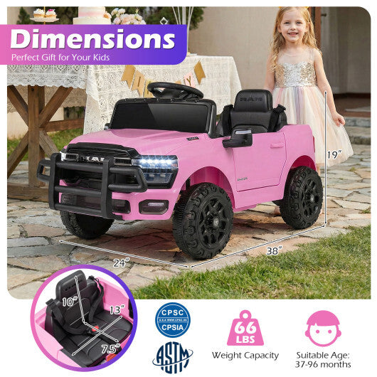 12V Kids Ride On Car Licensed RAM 3500 Electric Vehicle with Remote Control-Pink - Color: Pink LuxuryLifeWay Online Store