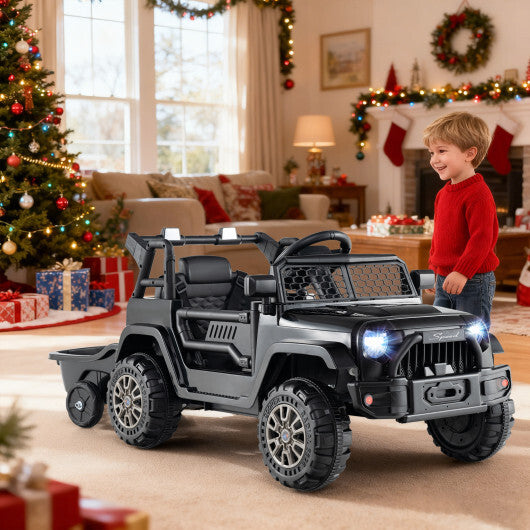 12V Kids Ride On UTV Car with Detachable Trailer-Black LuxuryLifeWay Online Store